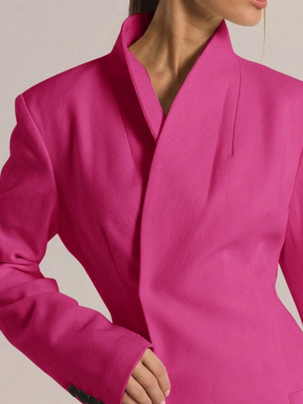 Pink Elegant Women's Blazer Dress with Cinched Waist - Picture 5 of 6